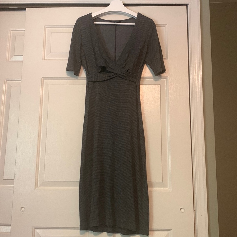 Fitted houndstooth wrap dress